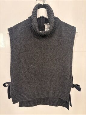 Marbella Italian Ladies Turtleneck Side Tie Grey Vest